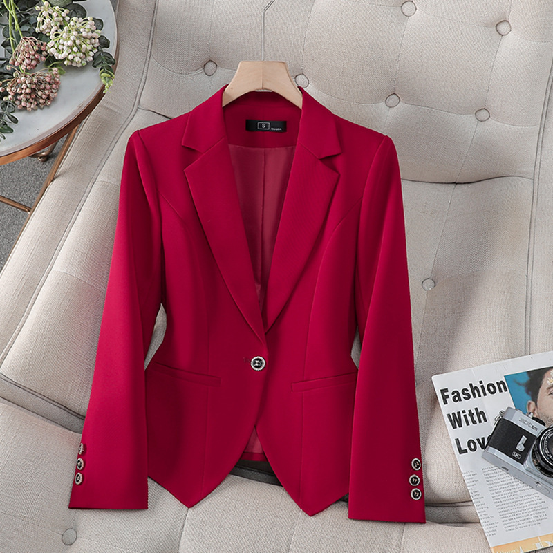 Women Formal Wear Office - เสื้อเบลเซอร์แฟชั่นใหม่สำหรับผู้หญิง สีแดง ขาว ดำ ชุดสูททำงานสำหรับผู้หญิง เสื้อแจ็คเก็ตสำหรับทำงาน