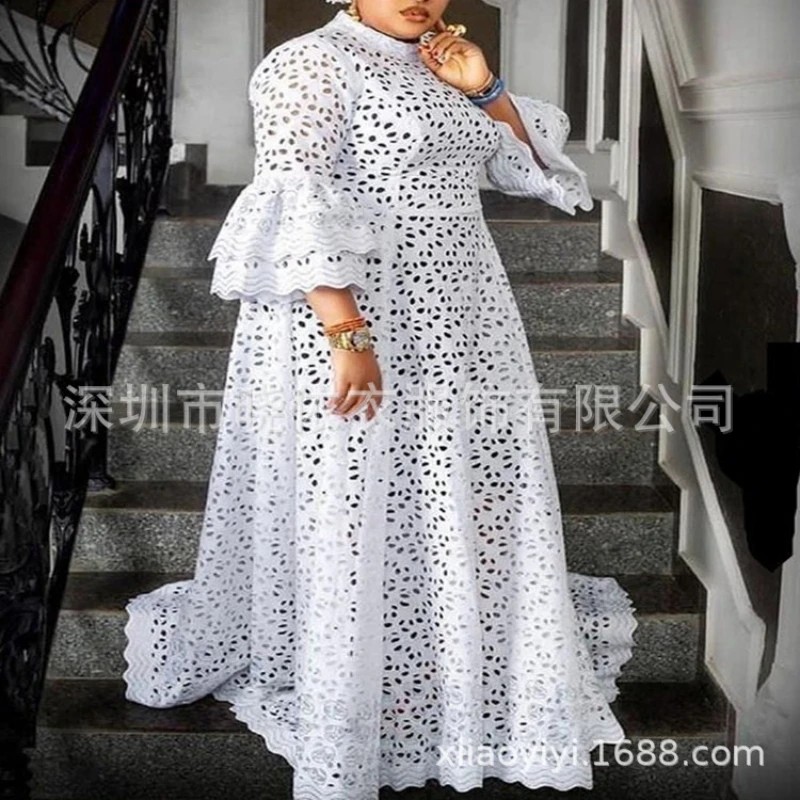 Formal Wear Gowns For Women - สีขาวชุดผู้หญิง Flare Sleeve O คอยาว Maxi