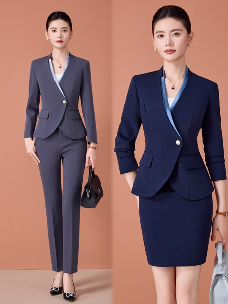 Women Formal Wear Sale - ชุดสูทผู้หญิงแขนยาว ชุดทำงานมืออาชีพ ชุดทางการสุดหรู ชุดทำงานระดับไฮเอนด์สำหรับผู้จัดการขายอสังหาริมทรัพย์ ประดับด้วยอัญมณี