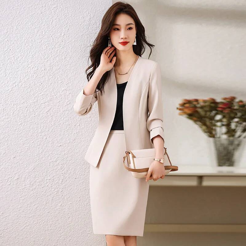 Women Formal Wear Office - ชุดสูทธุรกิจสตรีแบบเป็นทางการพร้อมกระโปรงและเสื้อแจ็คเก็ต สไตล์ OL เสื้อเบลเซอร์มืออาชีพสำหรับผู้หญิง สไตล์ OL