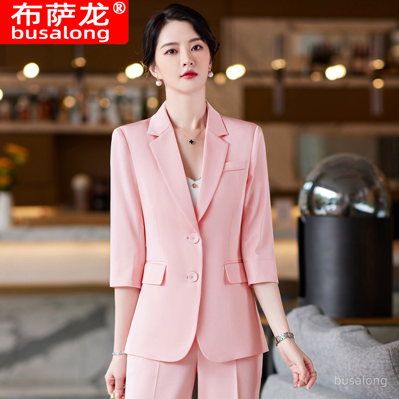 Women Formal Wear Sale - ชุดทำงานมืออาชีพสำหรับผู้หญิง คอลเลคชั่นใหม่ ฤดูใบไม้ผลิ/ฤดูร้อน: ชุดสูทแขนกลาง ดีไซน์หรูหราและช่วยให้ดูเพรียวบาง ชุดทำงานทางการ
