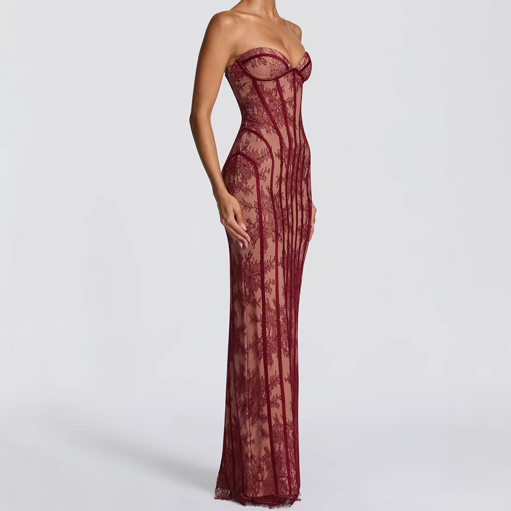 Women Formal Wear For Summer - เดรสยาวทรงบอดี้คอนแบบไร้สายสำหรับผู้หญิง ปี 2026 ลายทาง เปิดหลัง ดีไซน์หรูหรา