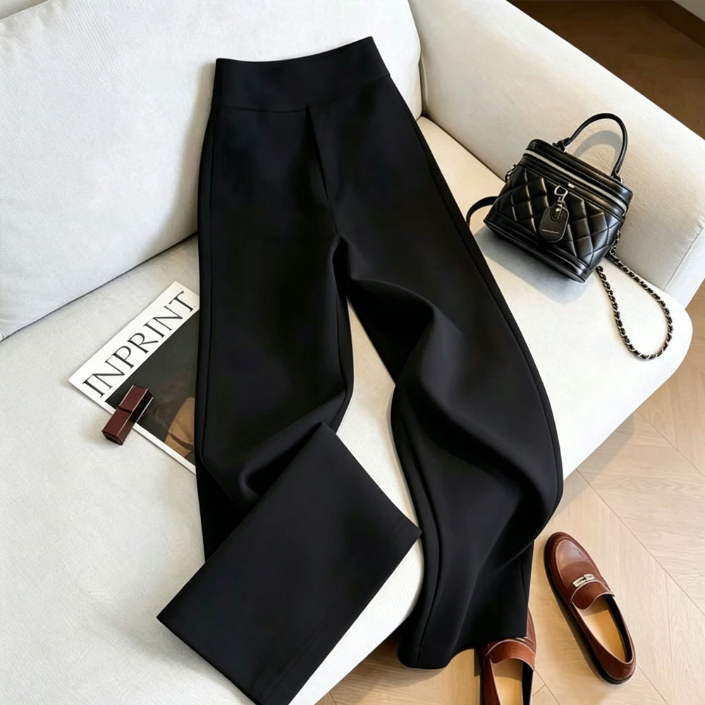 กางเกงขายาวทรงตรงเอวสูงสีดำสุด - Women Formal Wear For Summer บทวิจารณ์และราคา