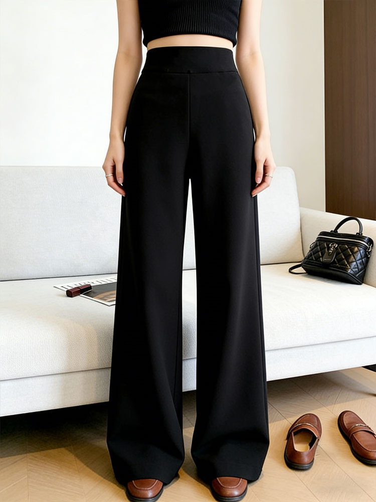 กางเกงขายาวทรงตรงเอวสูงสีดำสุด - Women Formal Wear For Summer บทวิจารณ์และราคา