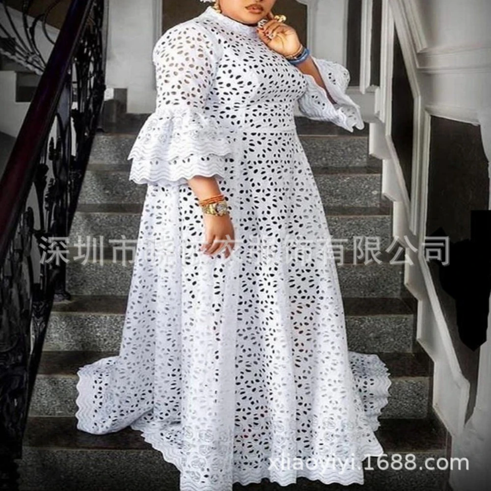 สีขาวชุดผู้หญิง Flare Sleeve O - Formal Wear Gowns For Women บทวิจารณ์และราคา