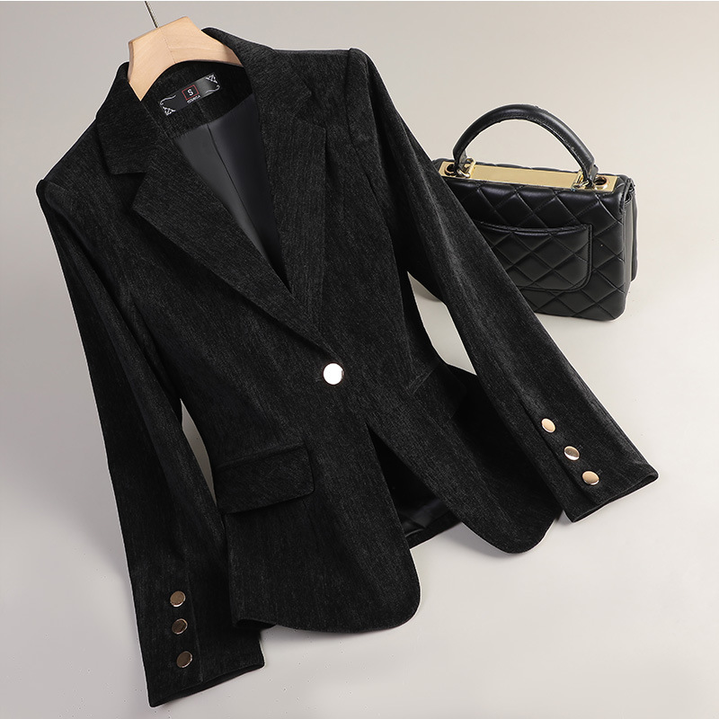 สีเหลืองทองกำมะหยี่เบลเซอร์ผู้ - Women Formal Wear Office บทวิจารณ์และราคา