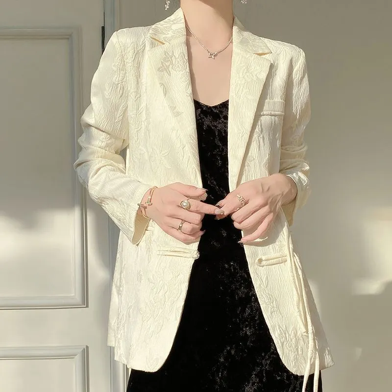 เสื้อแจ็คเก็ตเบลเซอร์สีขาวสำหร - Women Formal Wear Office บทวิจารณ์และราคา