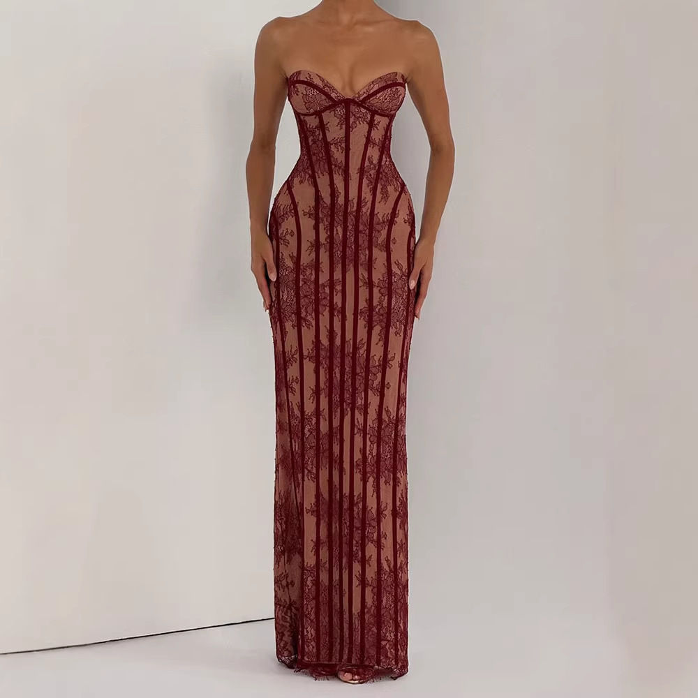 เดรสยาวทรงบอดี้คอนแบบไร้สายสำห - Women Formal Wear For Summer บทวิจารณ์และราคา
