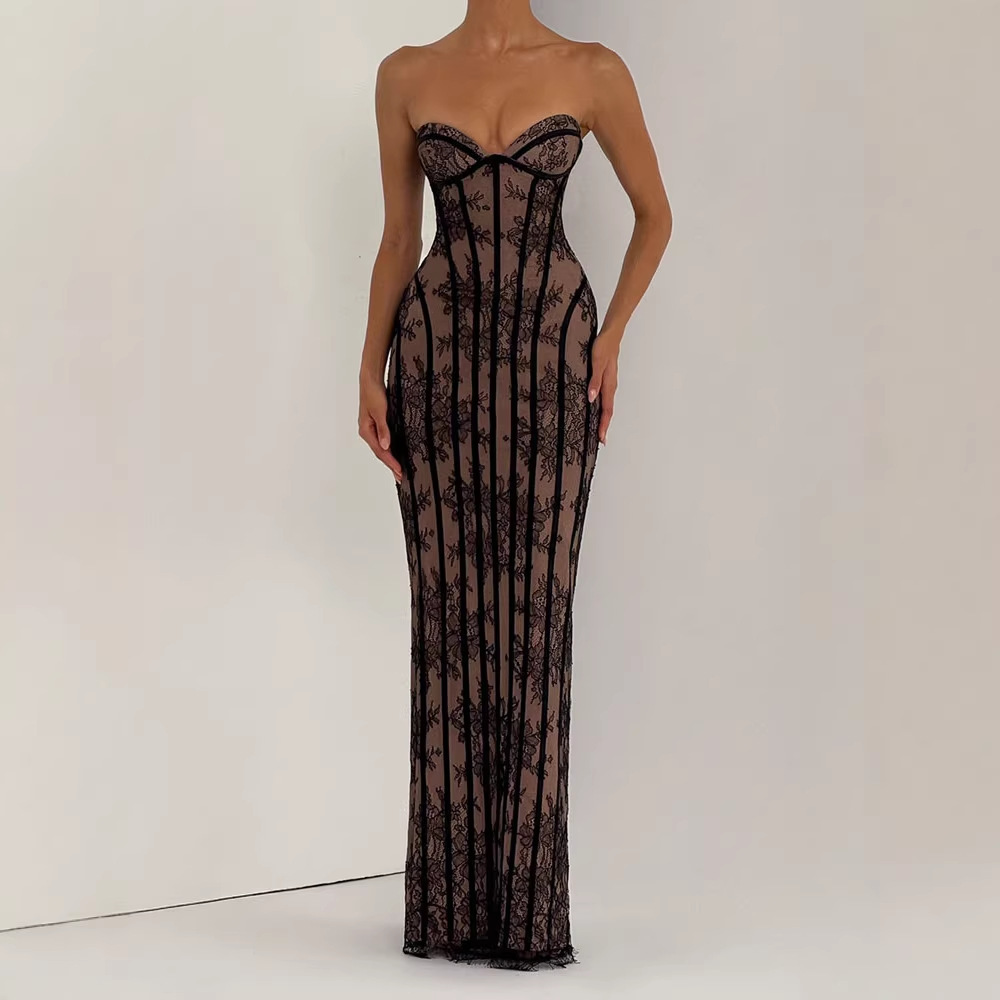 เดรสยาวทรงบอดี้คอนแบบไร้สายสำห - Women Formal Wear For Summer บทวิจารณ์และราคา