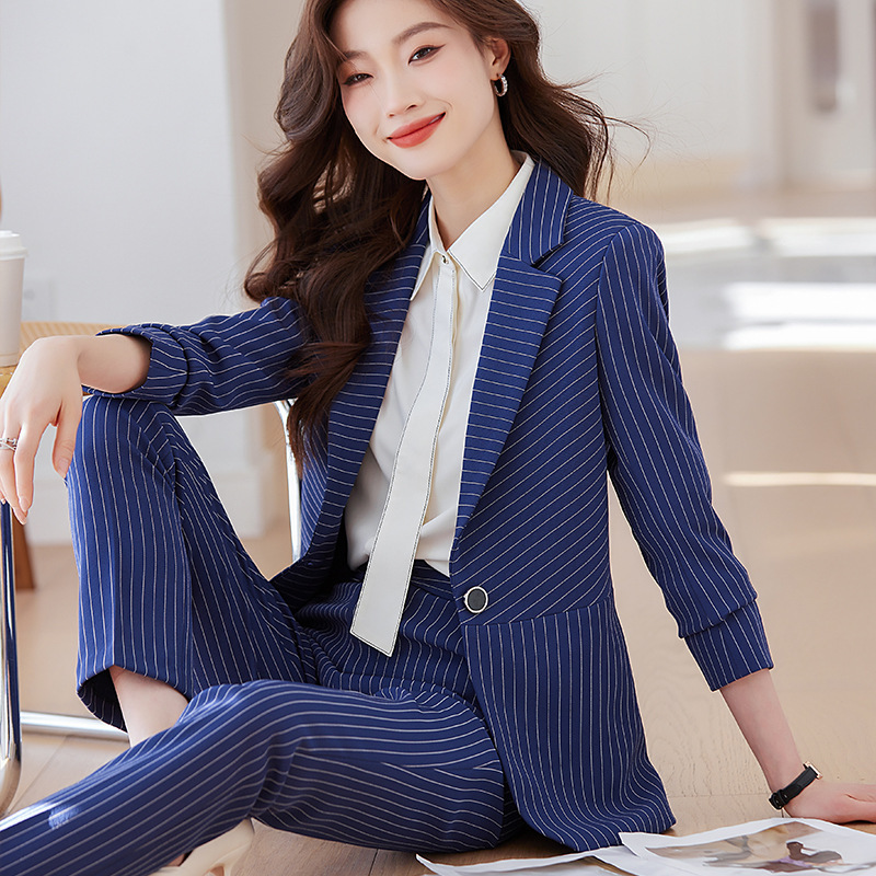 ชุดสูทลายทางสีน้ำเงินสำหรับผู้ - Women Formal Wear Store บทวิจารณ์และราคา
