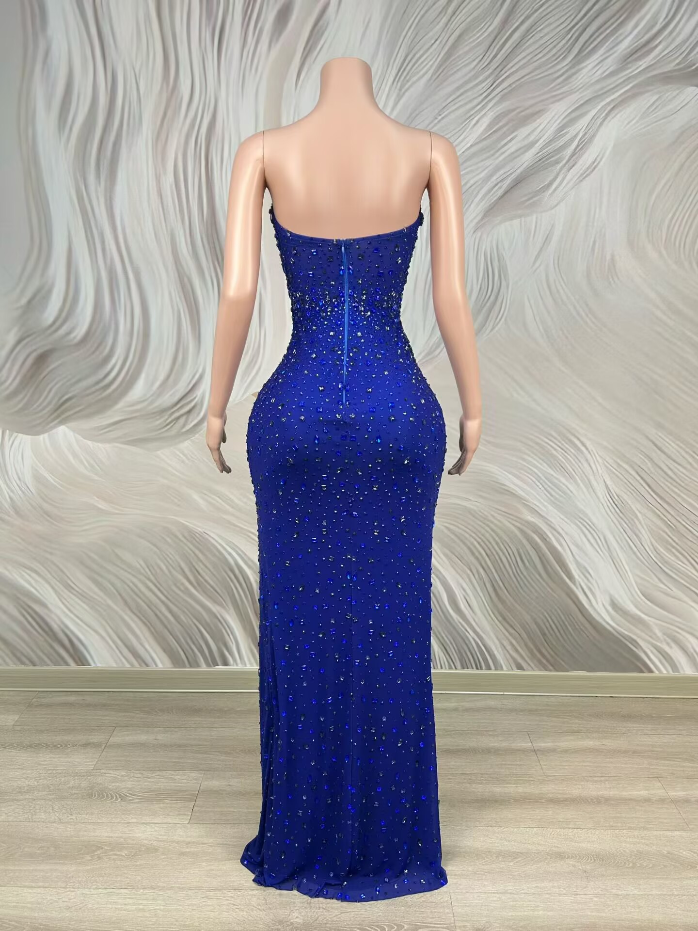 ชุดราตรีเกาะอกสีน้ำเงินประดับค - Formal Wear Gowns For Women บทวิจารณ์และราคา