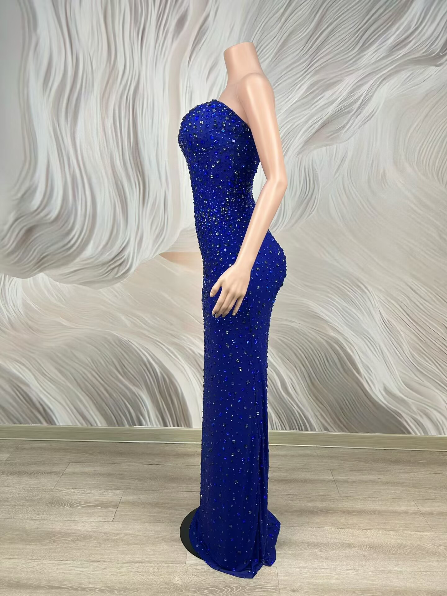 ชุดราตรีเกาะอกสีน้ำเงินประดับค - Formal Wear Gowns For Women บทวิจารณ์และราคา