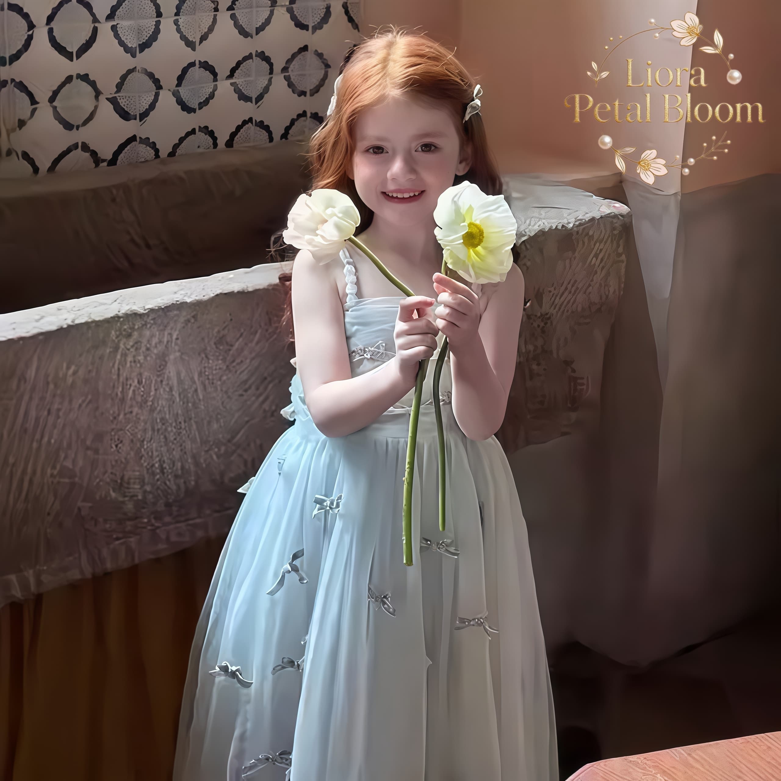 ชุดเดรสเด็กผู้หญิงสีฟ้าประดับโ - Formal Attire Woman บทวิจารณ์และราคา
